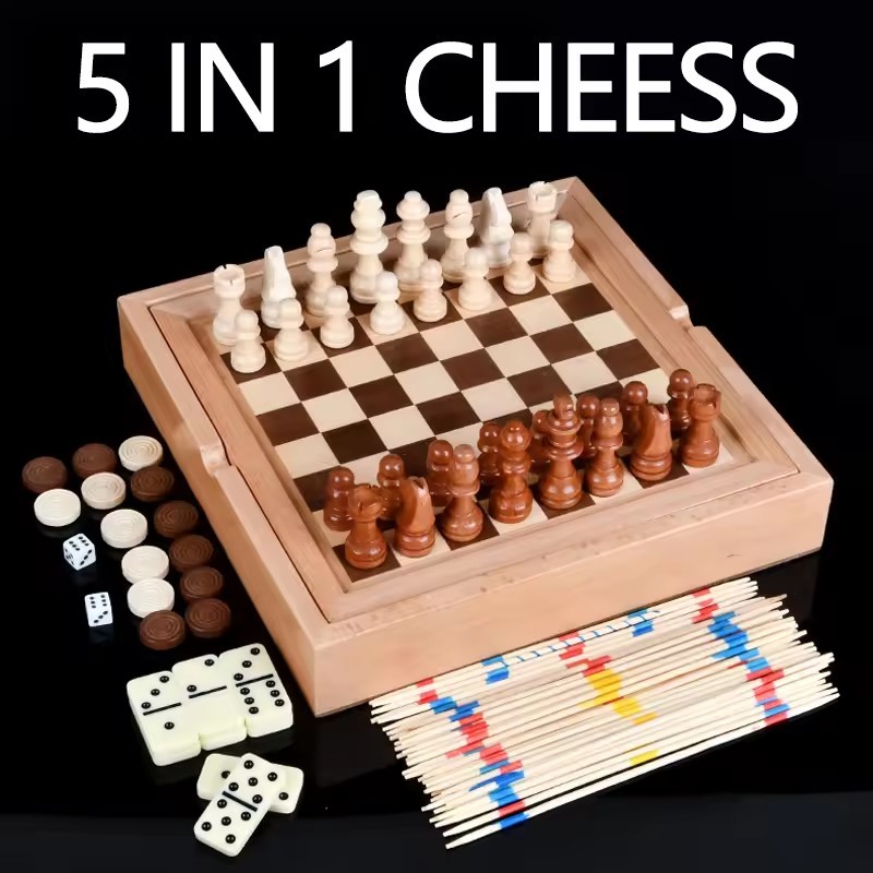 5 in 1 Wooden Chess Board Hand - огляд і ціна Board Game Yearbook