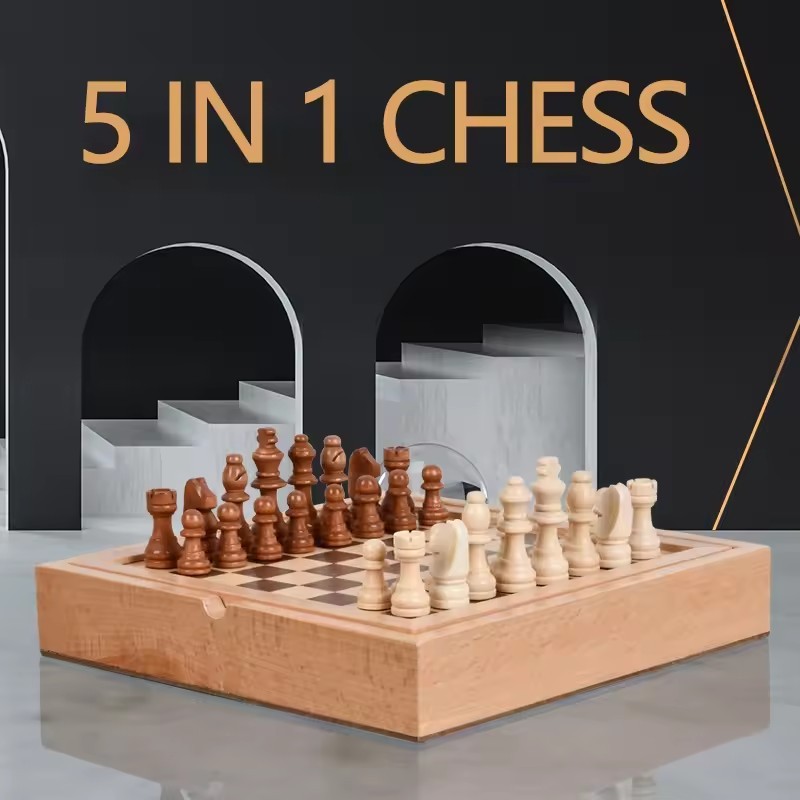 5 in 1 Wooden Chess Board Hand - огляд і ціна Board Game Yearbook